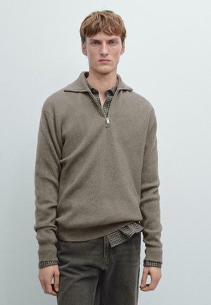 MOCK NECK SWEATER WITH ZIP  - Maglione - khaki