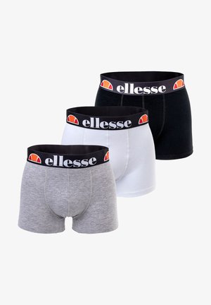 Boxer briefs in black, white, and grey; made of cotton with a soft, elastic waistband featuring the brand name "ellesse" in white on black.