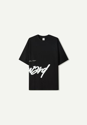 Bershka Print T-shirt - black