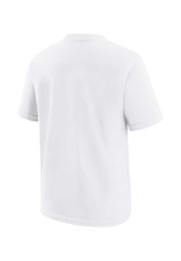 Wit katoenen T-shirt met korte mouwen, ronde hals en een gladde textuur; heeft een rechte snit en een eenvoudig ontwerp zonder patronen.