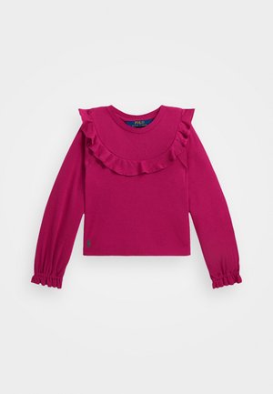 RUFFLED COTTON MODAL TOP - Bluză cu mânecă lungă - preppy pink