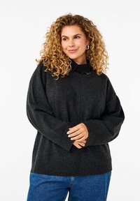 Zizzi RUNDHALSAUSSCHNITT MITTELNAHT - Pulover - dark grey melange