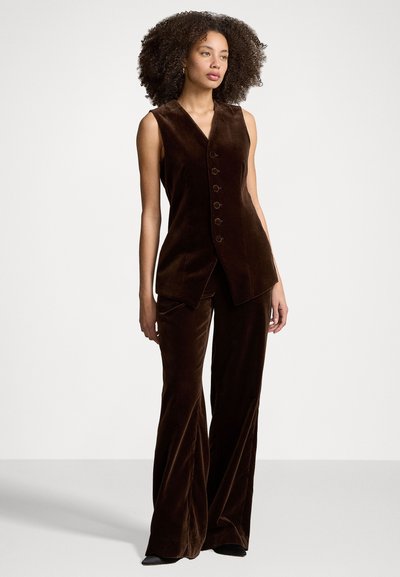 Polo Ralph Lauren LONG VELVET VEST - Veste sans manches - circuit brown