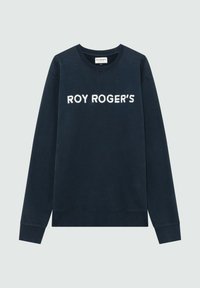 Felpa blu navy realizzata in tessuto morbido, con collo a giro e maniche lunghe. Sul davanti è presente una scritta ricamata in bianco: "ROY ROGER’S."