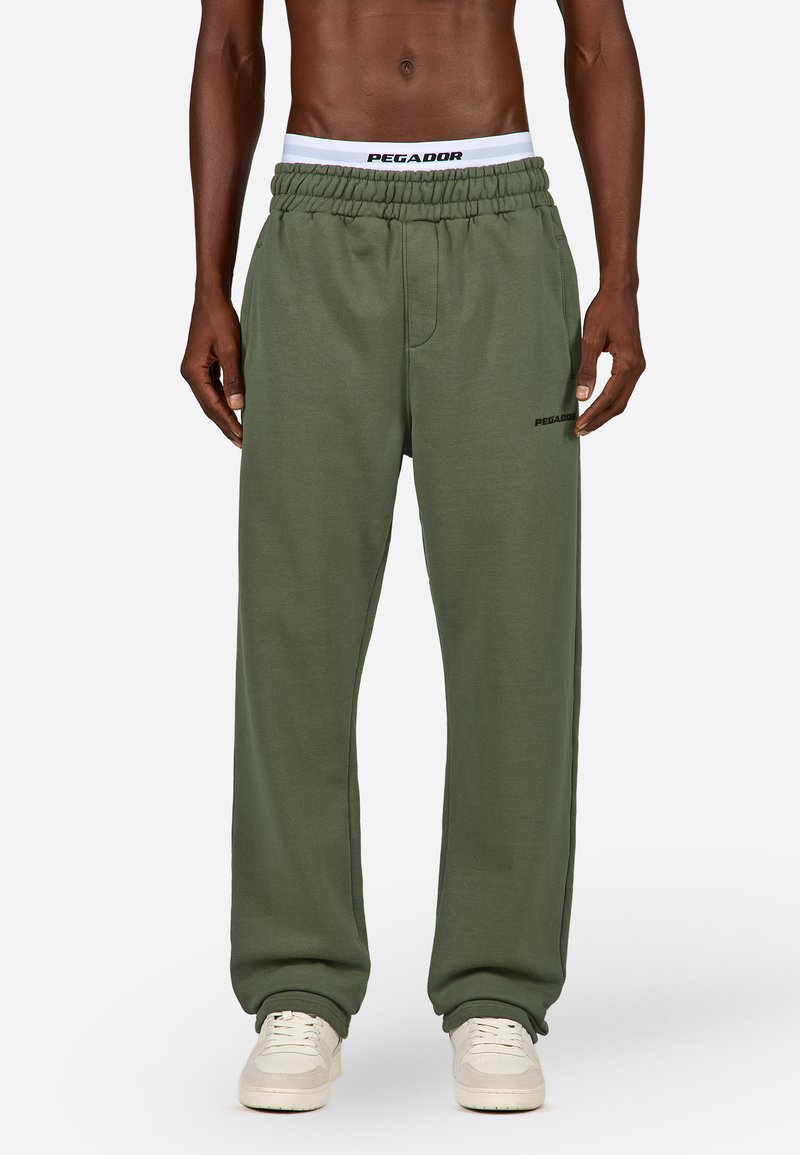 Pegador LOGO WIDE  - Tepláky - washed faded olive black