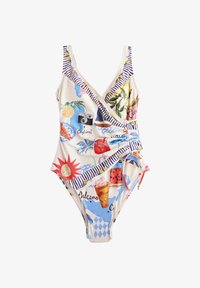 Unselected, cream red map print