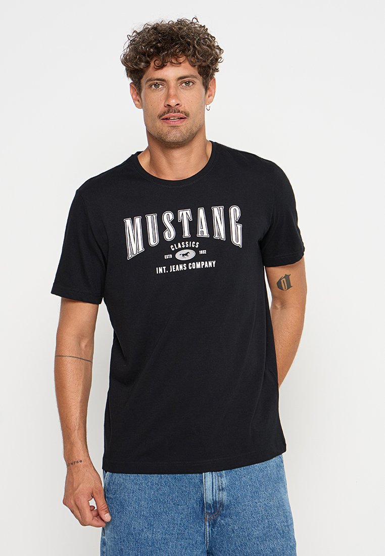 mustang T-shirt print zwart