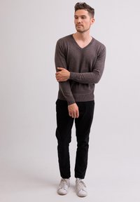CASH-MERE V-AUSSCHNITT - Maglione - taupe melange