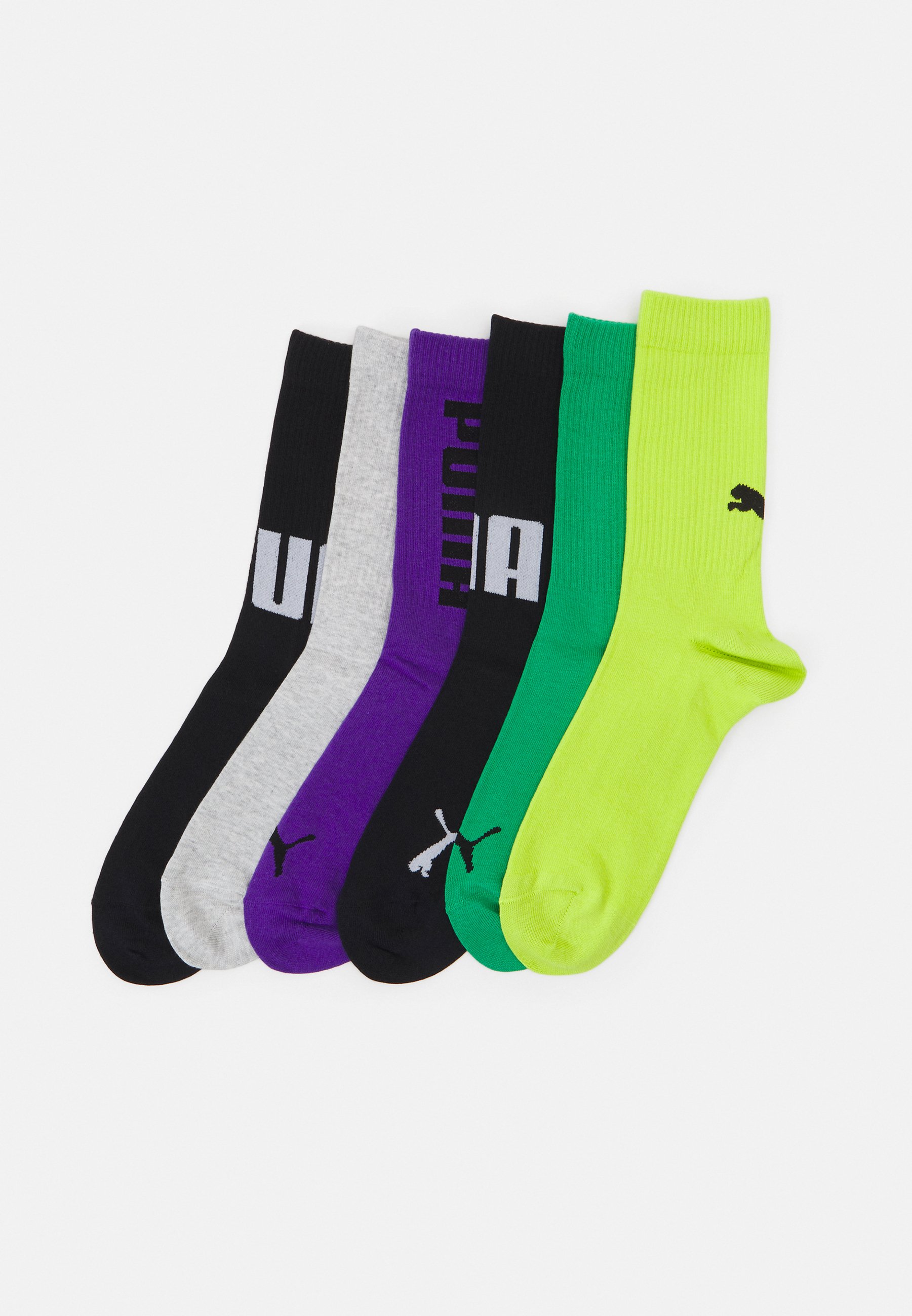 Puma BIG LOGO CREW UNISEX PACK Sports socks green/purple
