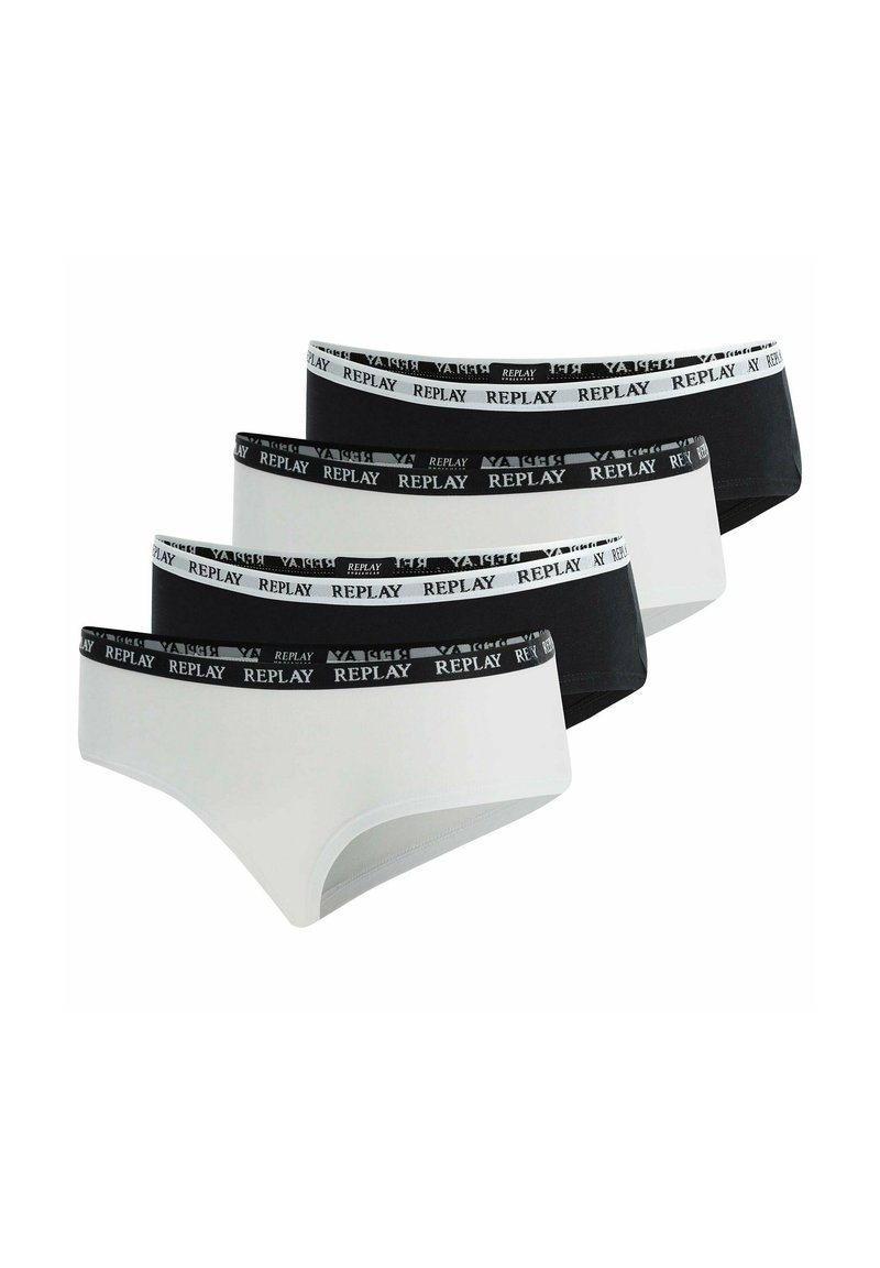Replay 4ER PACK-SLIP LOGOBUND CULOTTE  STYLE  WATERFALL - Trosor - schwarz weiß
