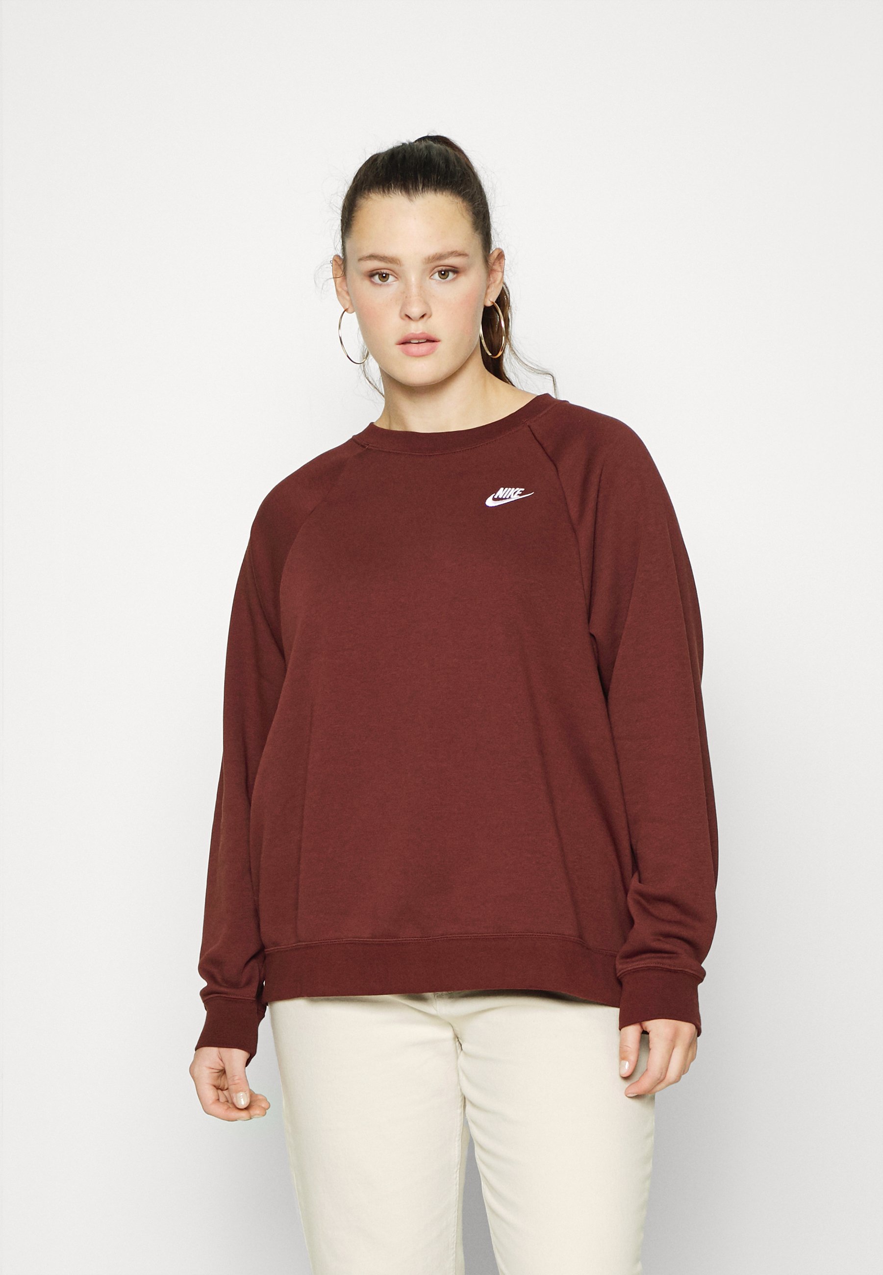 Nike Sportswear CREW - Sudadera - bronze eclipse/white/burdeos - Zalando.es