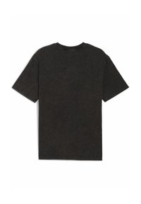 Zwarte t-shirt met korte mouwen, afgewerkt met een zachte, gestructureerde stof, met een ronde halslijn en een eenvoudig, ongecompliceerd ontwerp.