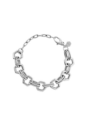 Sølvsmed bracelet med hexagonal og runde led, med en poleret overflade og en lås. Inkluderer et lille graveret mærke.