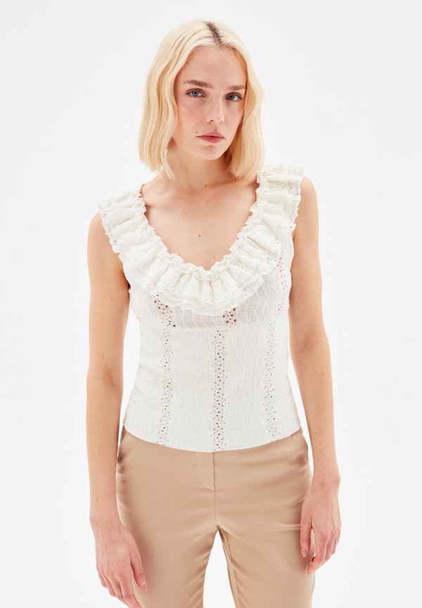 FLUTTERED - Top - beige