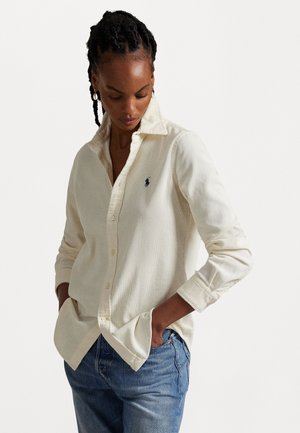STRETCH SLIM FIT COTTON CORDUROY SHIRT - Hemdbluse - antique cream