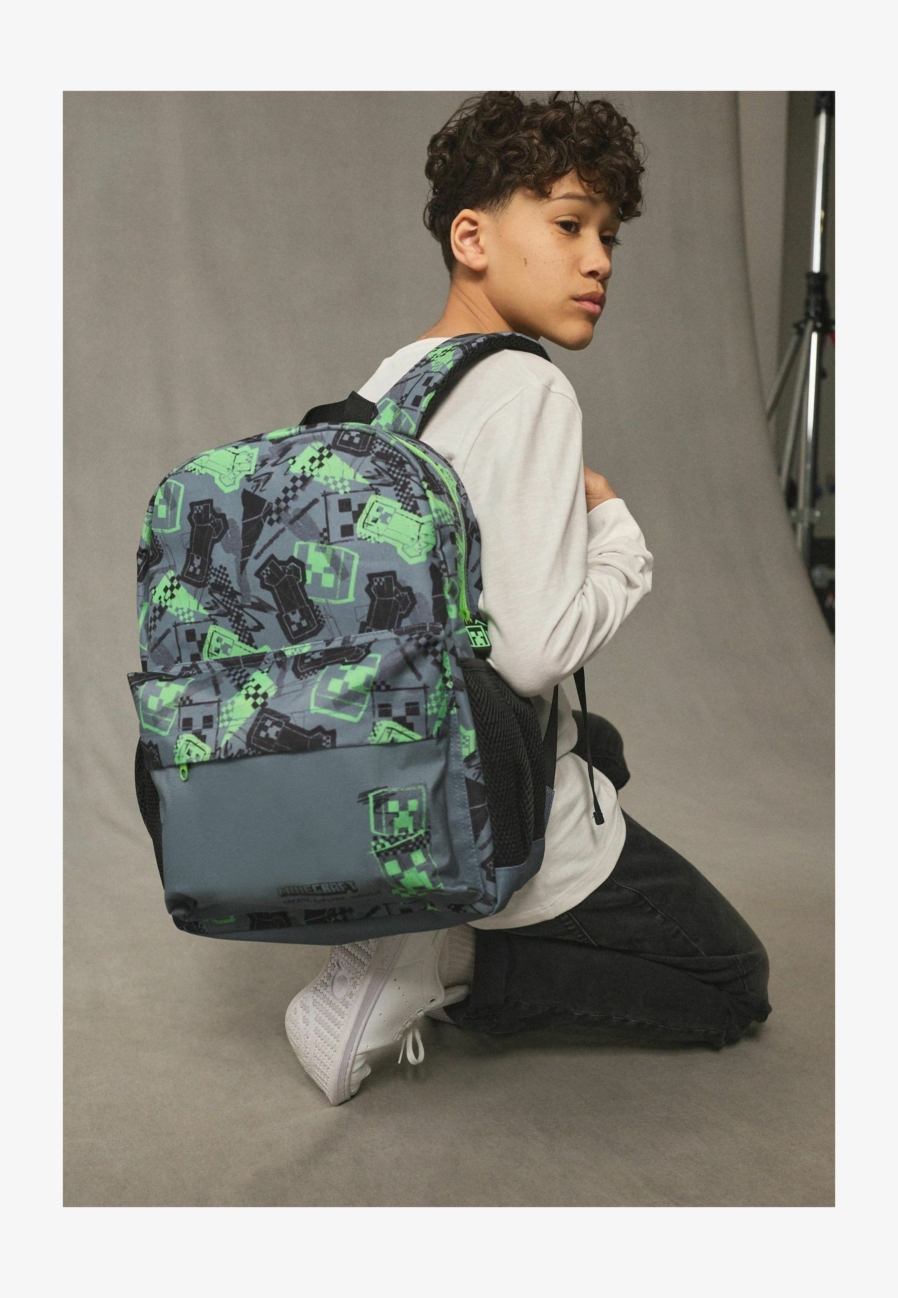 Minecraft Zaino Creeper Allover Print - 45,7x29,8x14 Cm - 2 Scomparti - Spallacci Regolabili - Libri E Attrezzature