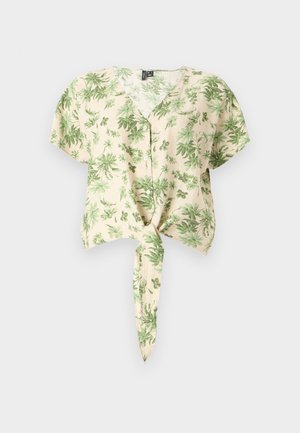 Vero Moda VMPALMA KNOT - Gombos blúz - oatmeal/green