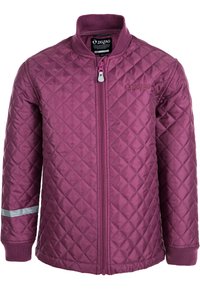 Vatteret kastanjefarvet jakke med lynlås foran, ribbet krave og manchetter. Har en reflekterende stribe på ærmet og ZigZag-logo broderi.