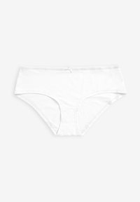 Mutande bianche in cotone con un design classico a slip, caratterizzate da un tessuto morbido, una cintura comoda e dettagli di cucitura minimi.