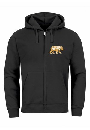 Neverless POLYGON PRINT BÄR PRINT MOTIV FASHION STREETSTYLE   - Zip-up sweatshirt - schwarz