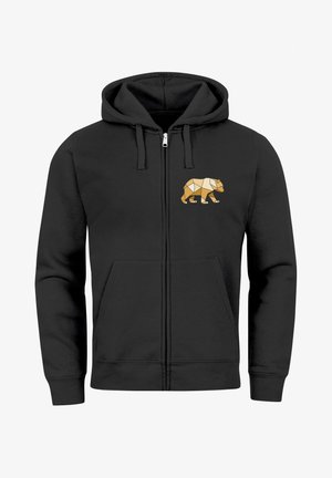 Neverless POLYGON PRINT BÄR PRINT MOTIV FASHION STREETSTYLE - Zip-up sweatshirt - schwarz