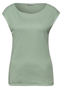 Haut femme sans manches vert clair avec un large col et de petites manches bouffantes aux épaules par Street One.