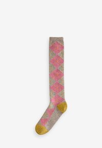 Next 2 PACK - REGULAR FIT - Kojinės iki kelių - pink grey argyle
