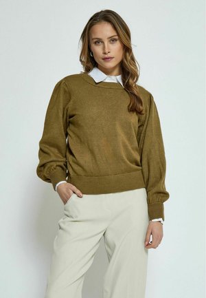 Minus MSJUDY ROUND NECK  - Neule - gothic olive melange