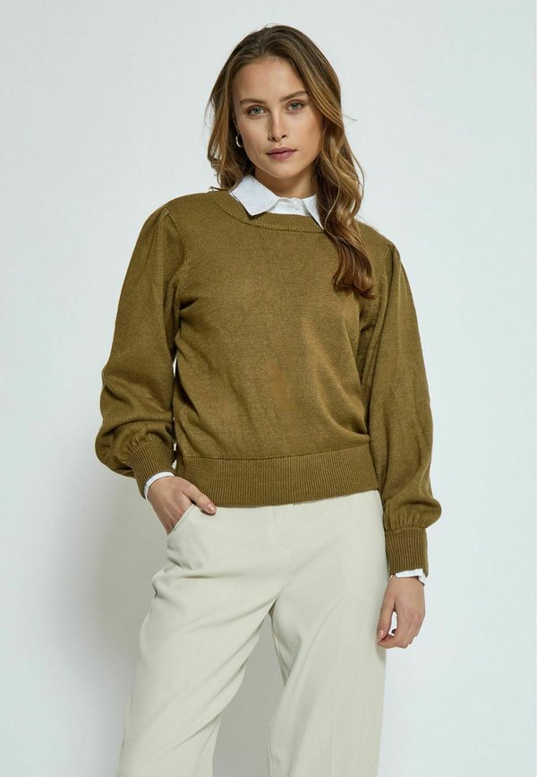 MSJUDY ROUND NECK  - Strickpullover - gothic olive melange