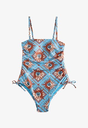 Never Fully Dressed, BANDEAU SWIMSUIT WITH TUMMY CONTROL - Badpak - blue brown