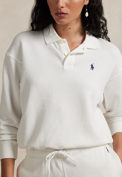 Polo Ralph Lauren LIGHTWEIGHT FLEECE LONG-SLEEVE POLO - Mikina - white