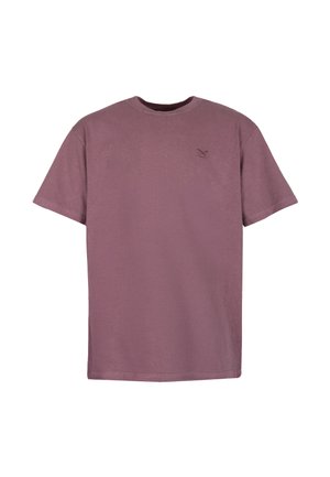 Schlichtes T-Shirt mit kurzen Ärmeln und Rundhalsausschnitt in zurückhaltendem Mauve mit kleinem gesticktem Kreuzruder-Logo auf der linken Brust.
