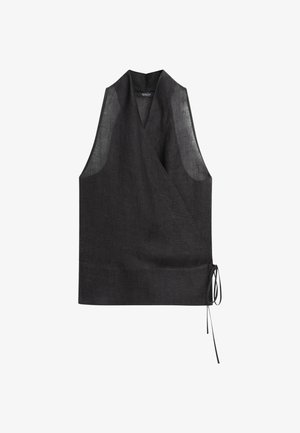 Massimo Dutti, 100% LINEN CROSSOVER HALTER TOP - Bluse - light blue