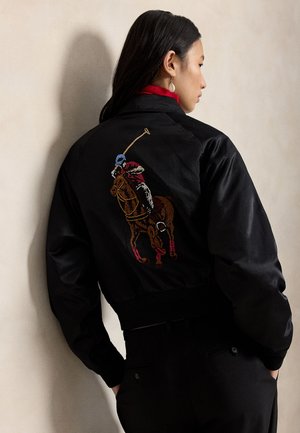 Polo Ralph Lauren EMBROIDERED SATIN POLO PLAYER JACKET - Blouson Bomber - black