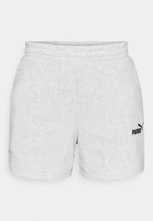 Hallid spordipüksid, mis on valmistatud pehmest kangast, varustatud elastse vöökohaga ja väikese musta Puma logoga alumisel vasakul küljel.