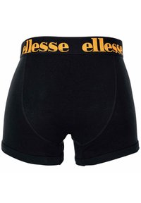 Schwarze Boxer Shorts für Männer mit orangefarbenem "ellesse"-Logo auf dem elastischen Bund, mit genähten Nähten und einer figurbetonten Passform.