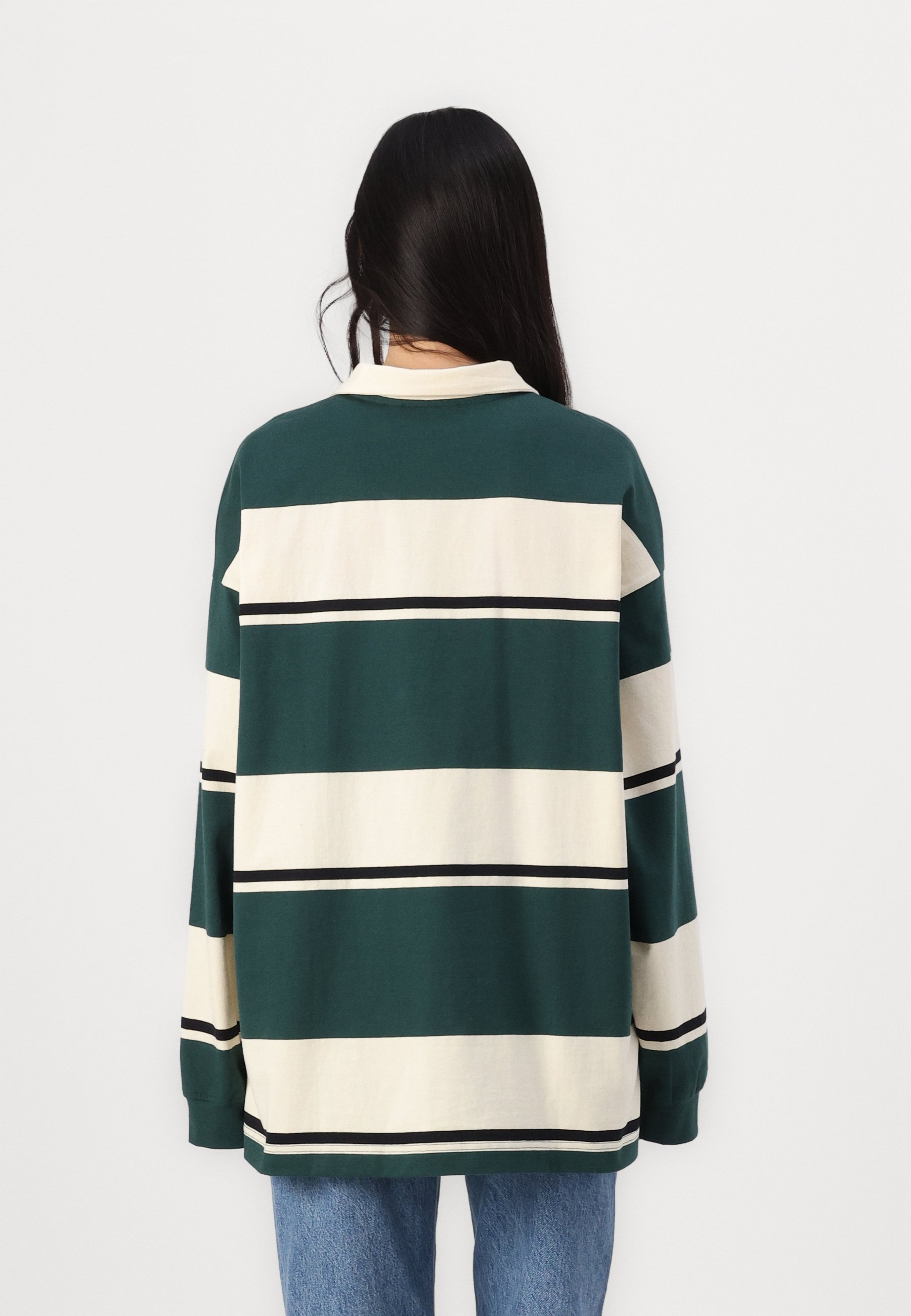 売れ筋商品|||ウィークデイ Tシャツ レディース トップス EMMA STRIPED OVERSIZED LONG SLEEVE - Polo shirt - yellow/green 65aefc1f72774642a4ea4f595043ef