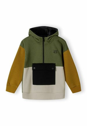 COLOUR BLOCK - Pulover s kapuco - khaki cream mustard