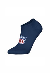 Mørkeblå ankelstrømpe med NFL-skjoldlogoen i hvid, rød og blå på den øverste front.