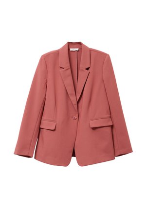 Blazer in dusty rose Farbe, aus glattem Stoff. Mit einem Reverskragen, Ein-Knopf-Verschluss und zwei vorderen Taschen.