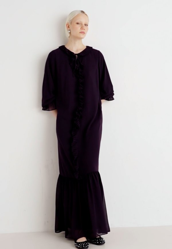 VIMODESTY V NECK FRILL DRESS - Maxi dress - plum perfect4