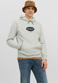 Jack & Jones JORDALSTON BRANDING HOOD - Hoodie - white melange