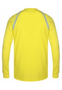 Langsleeve shirt in felgeel met grijze schouderaccenten. Gemaakt van glad synthetisch materiaal, voorzien van een ronde hals en aansluitende manchetten.