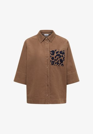 Cecil, SHORT-SLEEVED CORDUROY SHIRT-STYLE TOP WITH BREAST POCKET - Chemisier - creamy mocha