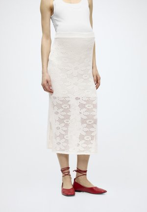 OLMISABELLA LIFE PATTERN SKIRT KNT - Jupe crayon - cloud dancer