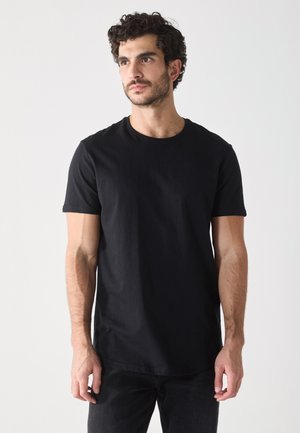 LONG CURVED HEM T SHIRT BASIC - T-shirt basic - true black