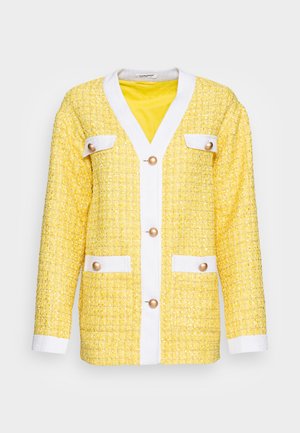 V NECK WITH CONTRAST TRIM - Pitkä takki - yellow tweed white