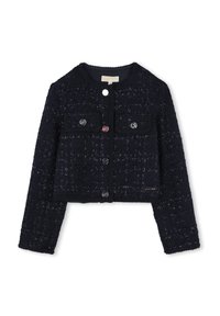 Námornícka zkrácená bunda vyrobená z texturované tkaniny, s čtyřmi předními kapsami a knoflíkovým zapínáním. Hladké detaily na výstřihu a manžetách.