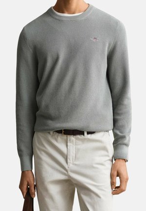 STIRCK MIT RUNDHALS - MICRO TEXTURED  C-NECK - Maglione - eukalyptus/ceramic grey