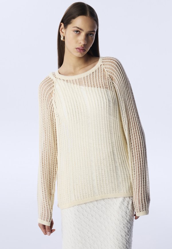 OPENWORK BACK TIE  - Strickpullover - beige